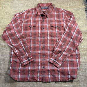 REI Men's Modal Blend Long Sleeve Button Up Rust Plaid Shirt Size XL